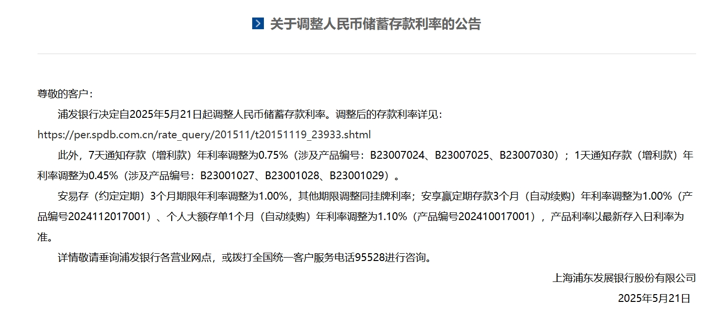 平安、浦发、中信、兴业、民生、广发、华夏7家银行公告：下调存款利率！
