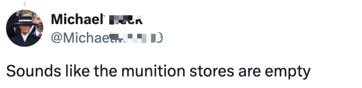 特朗普发帖称美国正以“前所未有的速度储备武器”，网友质疑：弹药库空了？