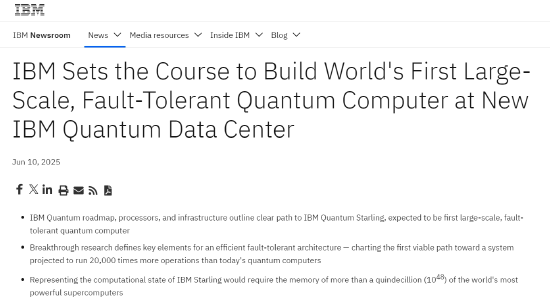 IBM宣布新量子处理器及2029年“星椋鸟”超级计算机计划